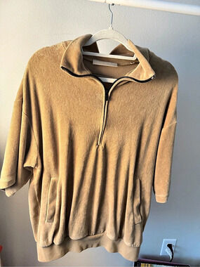 Essentials Fear of God Essentials Quarter Zip Pullover in Brown Size Medium